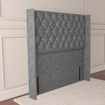 Luxor Wingback Floor Standing Headboard - Silver Chenille