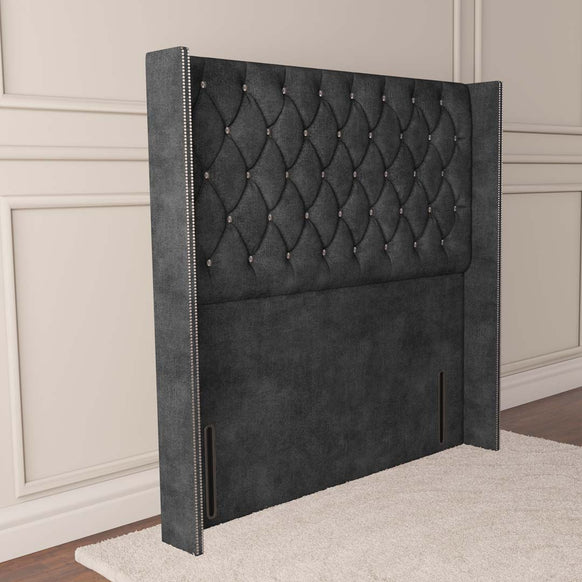 Luxor Wingback Floor Standing Headboard - Charcoal Coniston