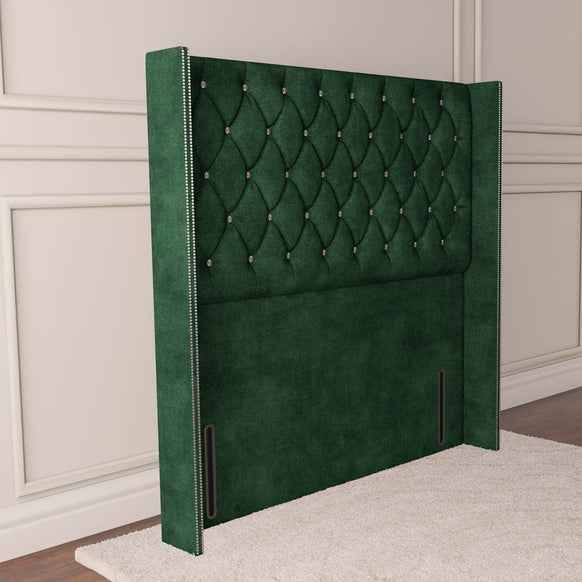 Luxor Wingback Floor Standing Headboard - Emerald Coniston