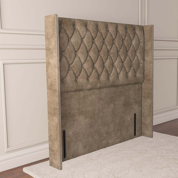 Luxor Wingback Floor Standing Headboard - Mink Coniston