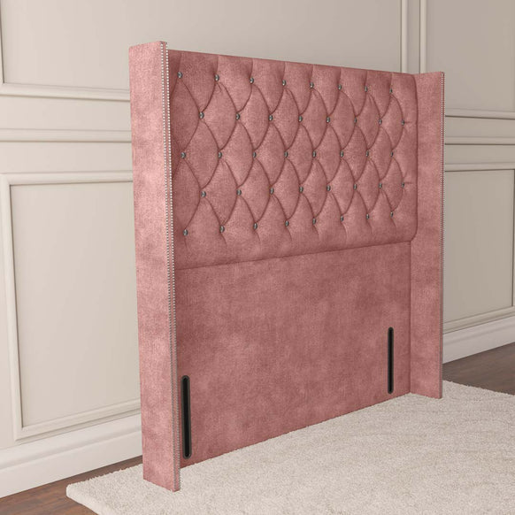 Luxor Wingback Floor Standing Headboard - Pink Coniston