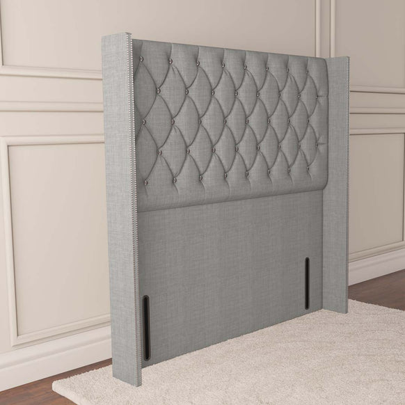 Luxor Wingback Floor Standing Headboard - Silver Linoso