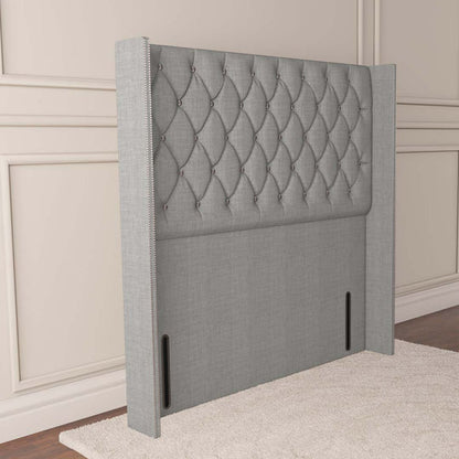 Luxor Wingback Floor Standing Headboard - Silver Linoso