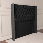 Luxor Wingback Floor Standing Headboard - Black Naples