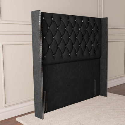 Luxor Wingback Floor Standing Headboard - Black Naples