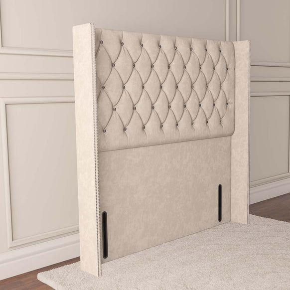 Luxor Wingback Floor Standing Headboard - Cream Naples