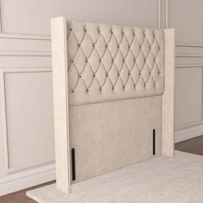 Luxor Wingback Floor Standing Headboard - Cream Naples