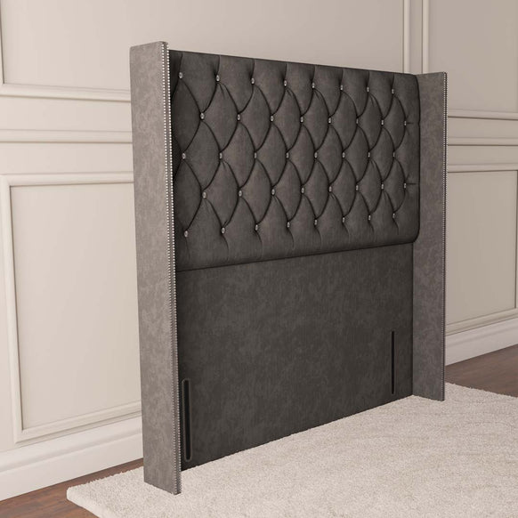 Luxor Wingback Floor Standing Headboard - Slate Grey Naples