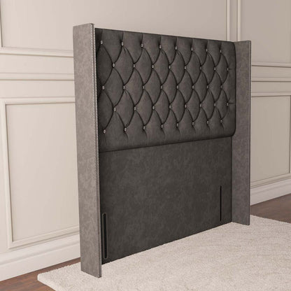 Luxor Wingback Floor Standing Headboard - Slate Grey Naples