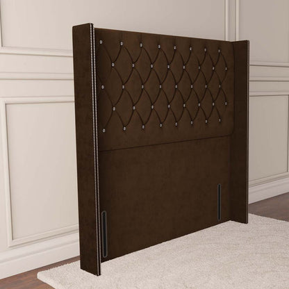 Luxor Wingback Floor Standing Headboard - Mocca Plush Velvet