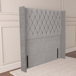 Luxor Wingback Floor Standing Headboard - Silver Plush Velvet