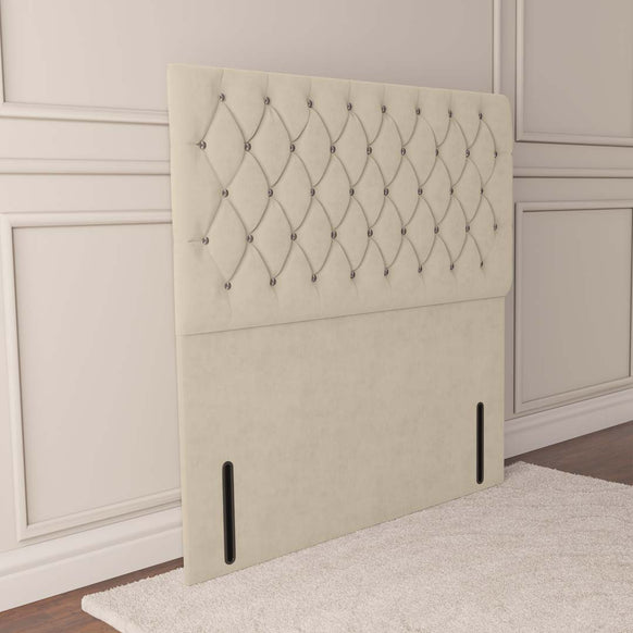 Moscow Floor Standing Headboard - Cream Plush Velvet
