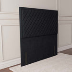 Oxford Floor Standing Headboard - Black Plush Velvet