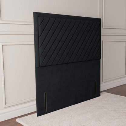 Oxford Floor Standing Headboard - Black Plush Velvet