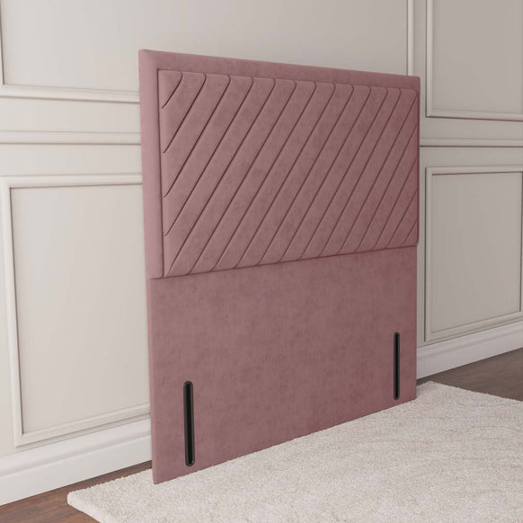 Oxford Floor Standing Headboard - Pink Plush Velvet