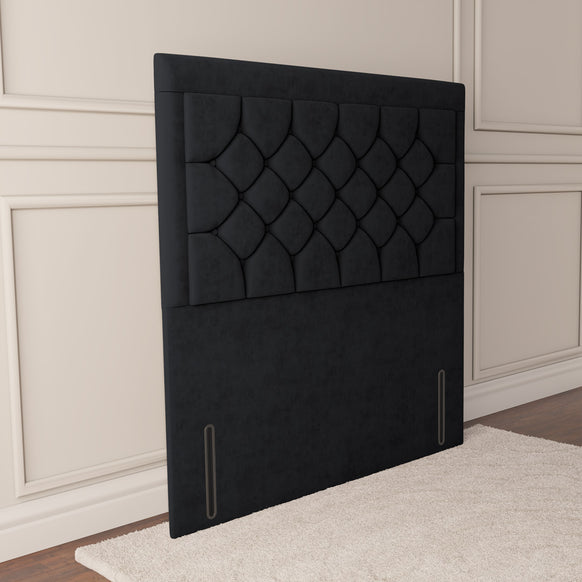 Panama Floor Standing Headboard - Black Plush Velvet