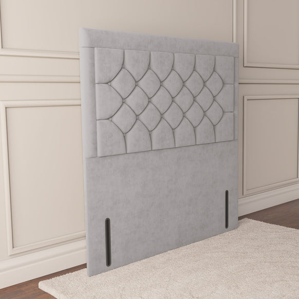 Panama Floor Standing Headboard - Silver Plush Velvet