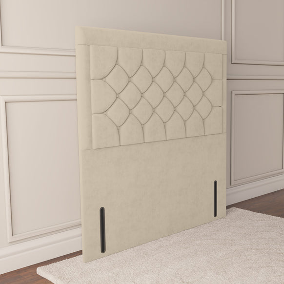 Panama Floor Standing Headboard - Cream Plush Velvet
