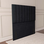 Prague Floor Standing Headboard - Black Plush Velvet