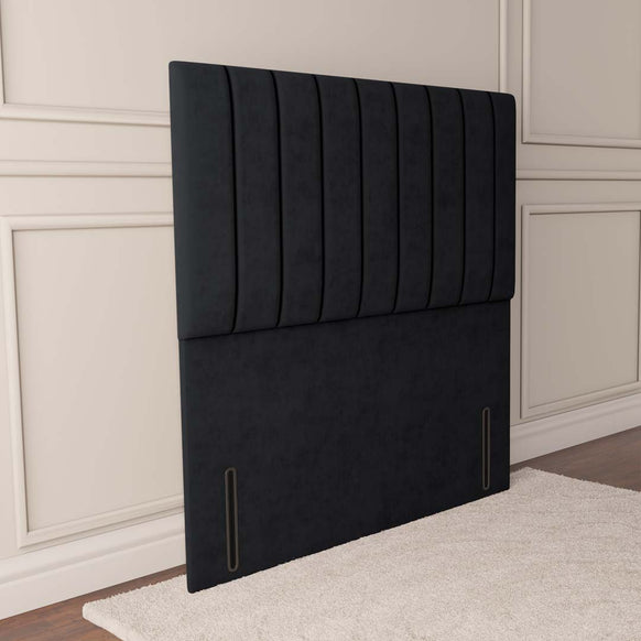 Prague Floor Standing Headboard - Black Plush Velvet