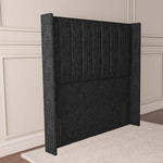 Prague Wingback Floor Standing Headboard - Black Chenille