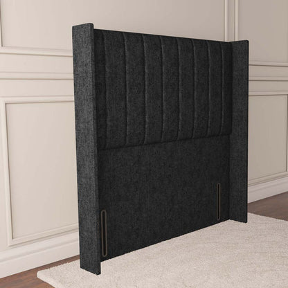 Prague Wingback Floor Standing Headboard - Black Chenille