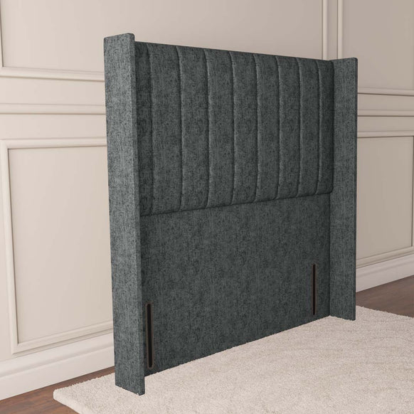 Prague Wingback Floor Standing Headboard - Charcoal Chenille