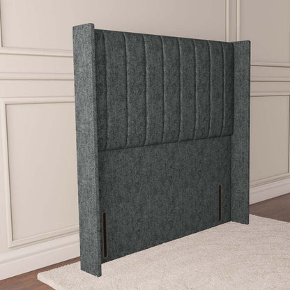 Prague Wingback Floor Standing Headboard - Charcoal Chenille