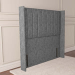 Prague Wingback Floor Standing Headboard - Silver Chenille