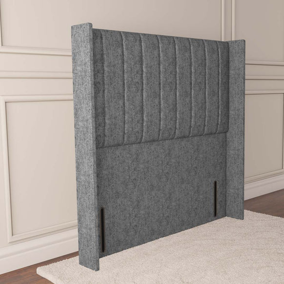 Prague Wingback Floor Standing Headboard - Silver Chenille