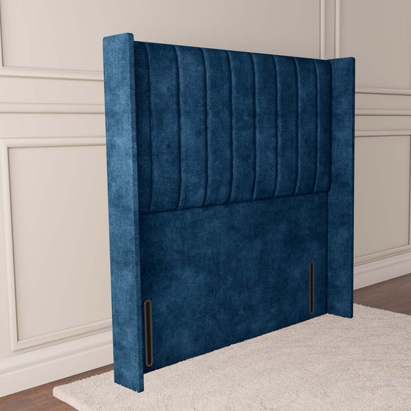 Prague Wingback Floor Standing Headboard - Blue Coniston