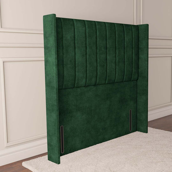 Prague Wingback Floor Standing Headboard - Emerald Coniston
