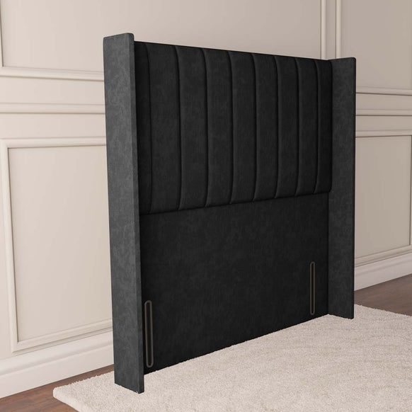 Prague Wingback Floor Standing Headboard - Black Naples