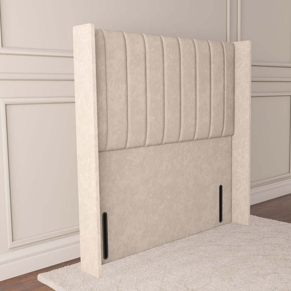 Prague Wingback Floor Standing Headboard - Cream Naples