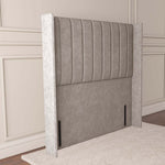 Prague Wingback Floor Standing Headboard - Seal Grey Naples