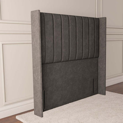 Prague Wingback Floor Standing Headboard - Slate Grey Naples