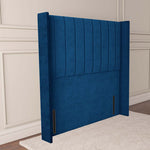 Prague Wingback Floor Standing Headboard - Blue Plush Velvet