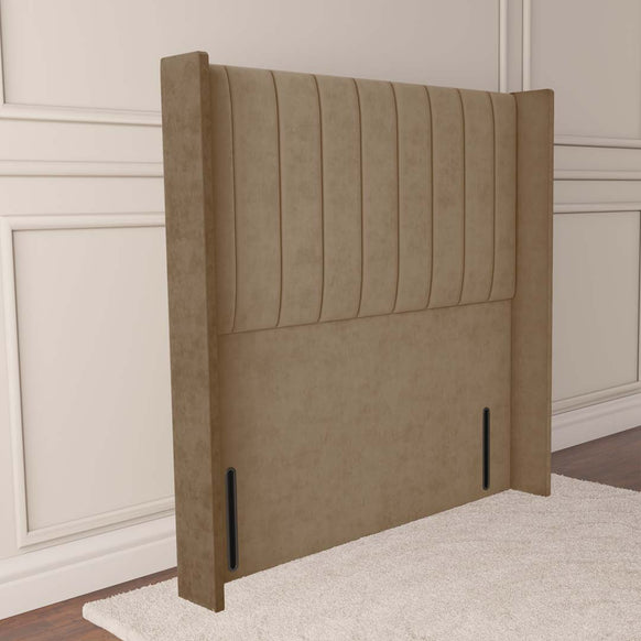 Prague Wingback Floor Standing Headboard - Mink Plush Velvet