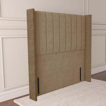 Prague Wingback Floor Standing Headboard - Mink Plush Velvet