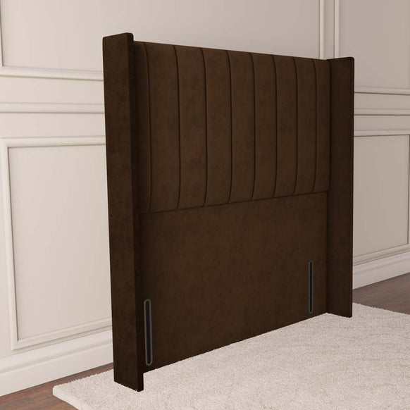Prague Wingback Floor Standing Headboard - Mocca Plush Velvet