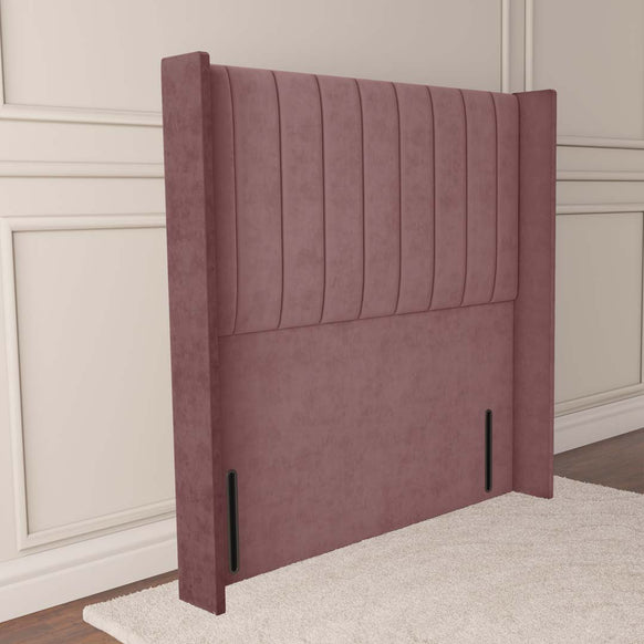 Prague Wingback Floor Standing Headboard - Pink Plush Velvet