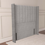 Prague Wingback Floor Standing Headboard - Silver Plush Velvet