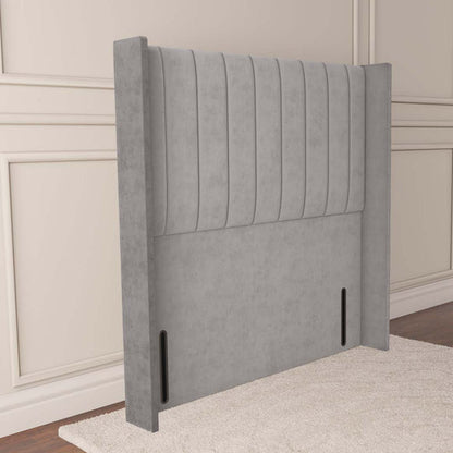 Prague Wingback Floor Standing Headboard - Silver Plush Velvet