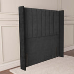 Prague Wingback Floor Standing Headboard - Steel Plush Velvet