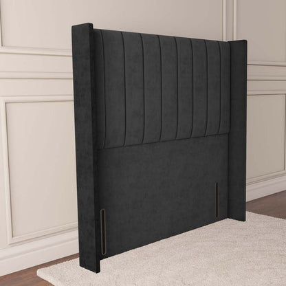 Prague Wingback Floor Standing Headboard - Steel Plush Velvet