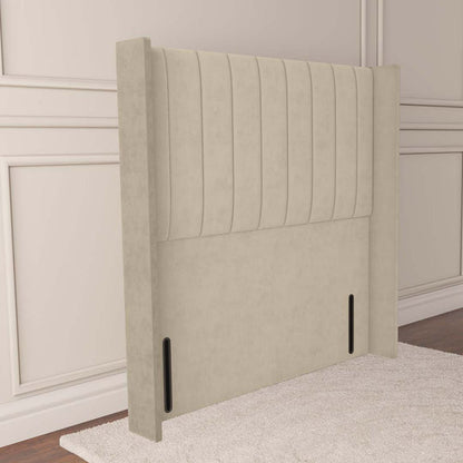 Prague Wingback Floor Standing Headboard - Cream Plush Velvet