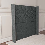 Paris Wingback Floor Standing Headboard - Charcoal Chenille