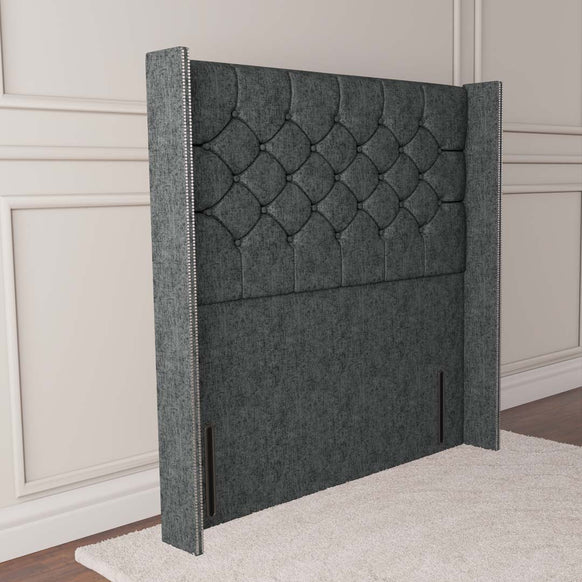 Paris Wingback Floor Standing Headboard - Charcoal Chenille