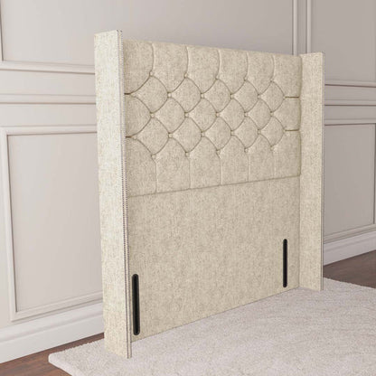 Paris Wingback Floor Standing Headboard - Cream Chenille
