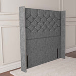 Paris Wingback Floor Standing Headboard - Silver Chenille
